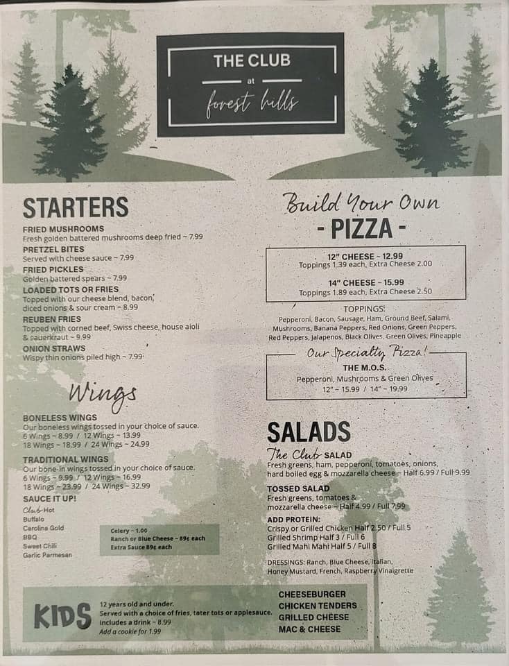 The Club at Forest Hills Menu 3