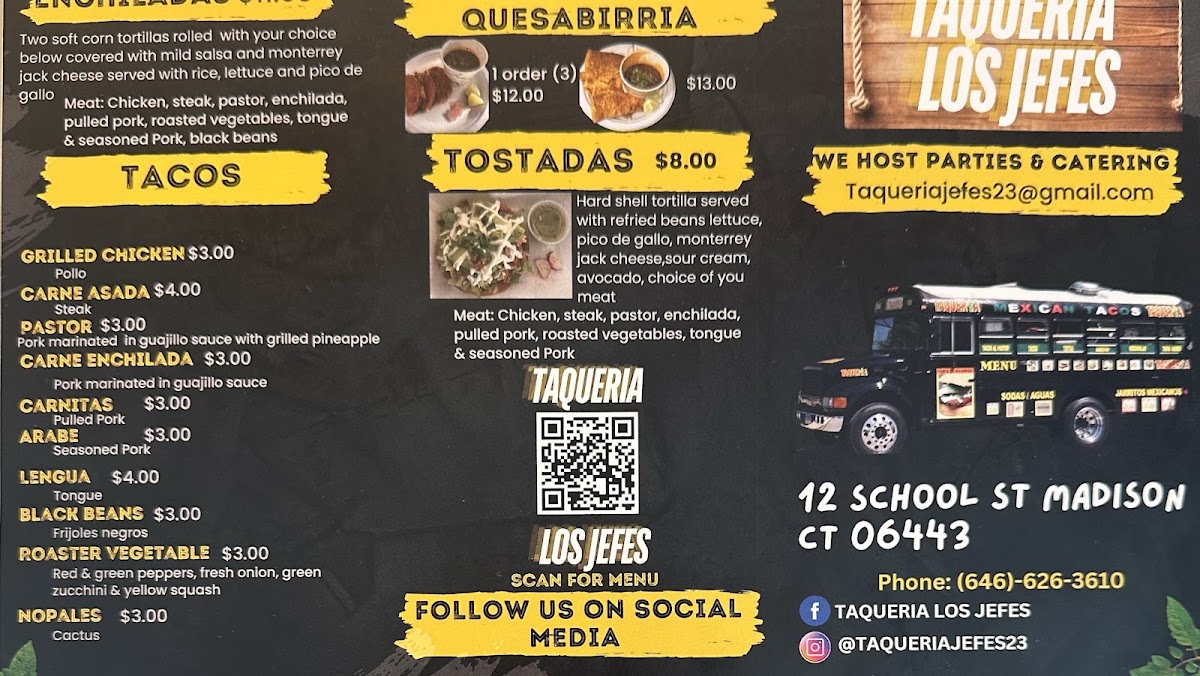 Taqueria Los jefes food truck Menu 1